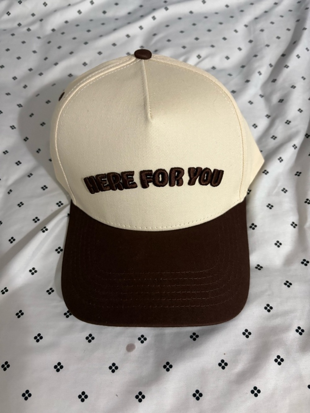 Cream and Brown 'Here For You' Trucker Hat